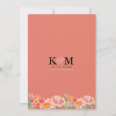 Modern oranje koraal roze bloemsierlijke bruiloft kaart (Achterkant)