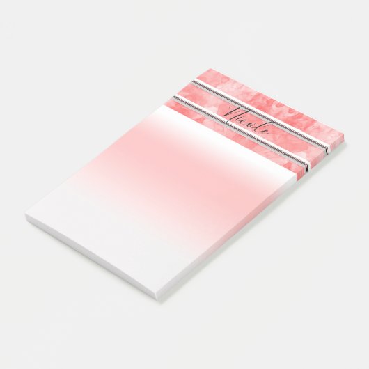 Modern Oranje koraal Waterverf Stripe persoonlijke Post-it® Notes (Schuin)