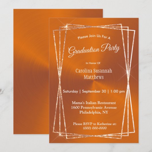 Modern Oranje Lijst Afstuderen Kaart (Voorkant / Achterkant)