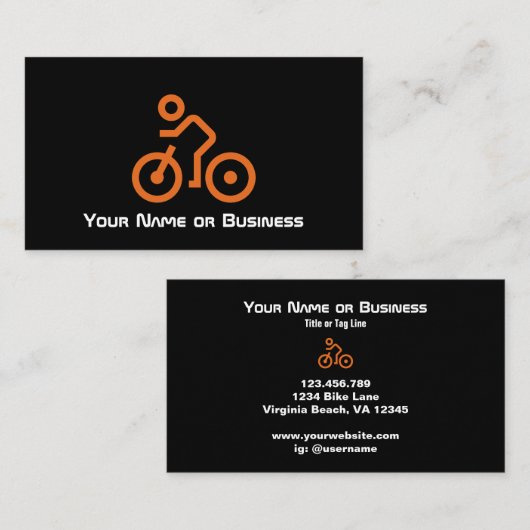 Modern Oranje logo op zwarte fietsenlijst Visitekaartje (Voorkant / Achterkant)