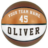 Modern Oranje Metallic Team Name Number Basketbal (Voorkant)