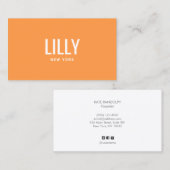 Modern Oranje minimalistisch Visitekaartje (Voorkant / Achterkant)