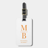 Modern Oranje Monogram Bagagelabel (Voorkant verticaal)