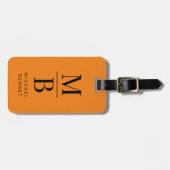 Modern Oranje Monogram Bagagelabel (Voorkant horizontaal)