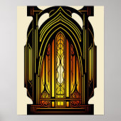 Modern Oranje Nieuw Nieuw Glas in lood Poster (Voorkant)