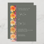 Modern Oranje Ombre Rozen Green Wedding Kaart (Voorkant / Achterkant)