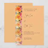 Modern Oranje Ombre Rozen Oranje bruiloft Kaart (Voorkant / Achterkant)