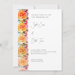 Modern Oranje Ombre Rozen White Wedding Kaart