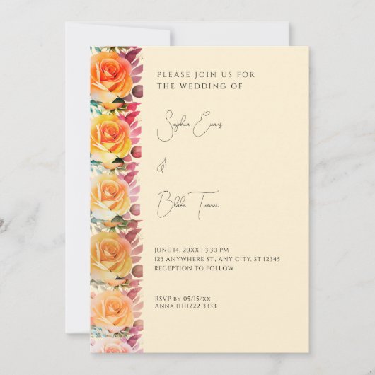 Modern Oranje Ombre Rozen Yellow Wedding Kaart (Voorkant)
