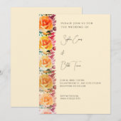 Modern Oranje Ombre Rozen Yellow Wedding Kaart (Voorkant / Achterkant)