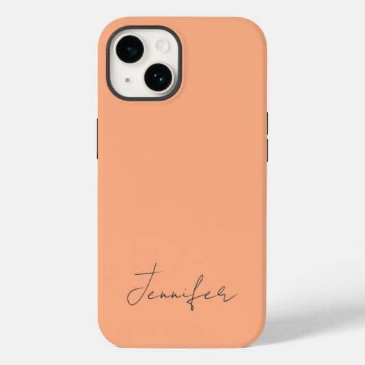 Modern Oranje Pastel Chic Script Aangepast Case-Mate iPhone Case (Achterkant)