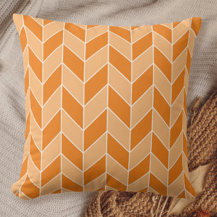 Modern Oranje Peach Herringbone Chevron Pattern Kussen