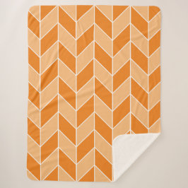Modern Oranje Perzik Visgraat Chevron Patroon Sherpa Deken