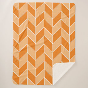 Modern Oranje Perzik Visgraat Chevron Patroon Sherpa Deken