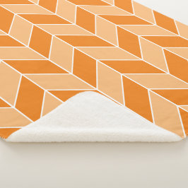 Modern Oranje Perzik Visgraat Chevron Patroon Sherpa Deken