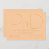 Modern Oranje PhD Afstuderen Kaart (Voorkant / Achterkant)