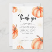 Modern Oranje pompoen Baby shower dank u kaarten (Voorkant)