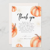 Modern Oranje pompoen Baby shower dank u kaarten (Voorkant / Achterkant)