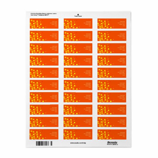 Modern Oranje retouradres Etiket (Full Sheet)