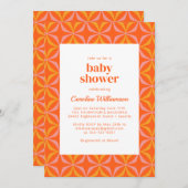 Modern Oranje Retro Bold Typografie Baby shower Kaart (Voorkant / Achterkant)