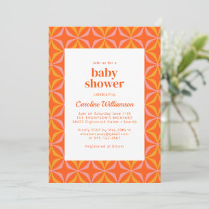 Modern Oranje Retro Bold Typografie Baby shower Kaart