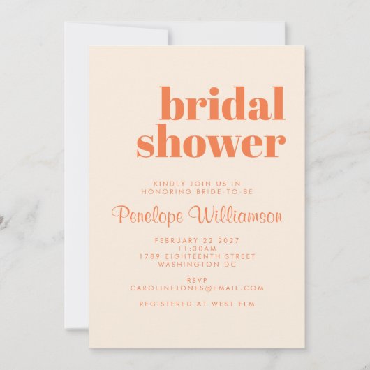 Modern Oranje Retro Bold Typografie Vrijgezellenfe Kaart (Voorkant)