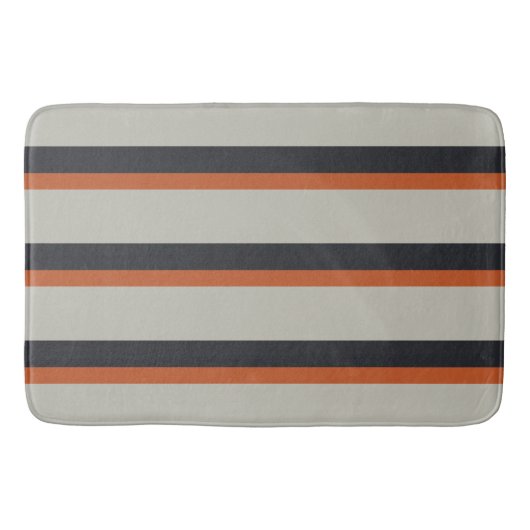 Modern Oranje rood zilver grijs stripe patroon Badmat (Voorkant)