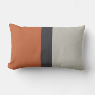 Modern Oranje rood zilver grijs stripe patroon Buitenkussen