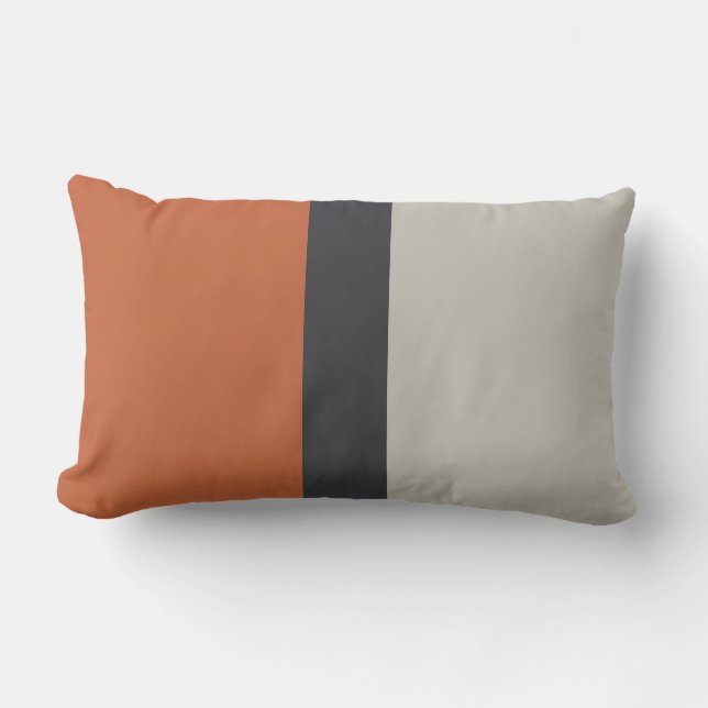 Modern Oranje rood zilver grijs stripe patroon Buitenkussen (Voorkant)