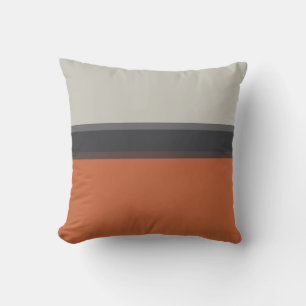 Modern Oranje rood zilver grijs stripe patroon Buitenkussen