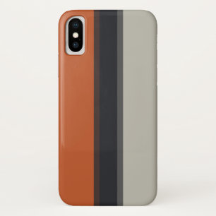 Modern Oranje rood zilver grijs stripe patroon iPhone X Hoesje