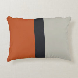Modern Oranje rood zilver grijs stripe patroon Decoratief Kussen