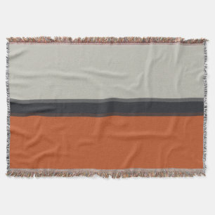 Modern Oranje rood zilver grijs stripe patroon Deken