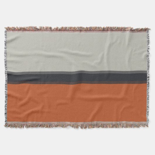 Modern Oranje rood zilver grijs stripe patroon Deken (Voorkant)