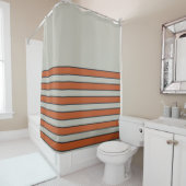 Modern Oranje rood zilver grijs stripe patroon Douchegordijn (In situ)