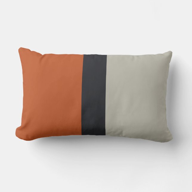 Modern Oranje rood zilver grijs stripe patroon Kussen (Voorkant)
