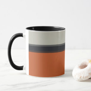 Modern Oranje rood zilver grijs stripe patroon Mok