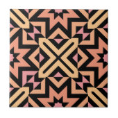 Modern Oranje roze zwart mozaïekpatroon Tegeltje (Voorkant)