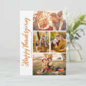 Modern oranje script happy thanksgiving fotokaart feestdagenkaart (Staand voorkant)