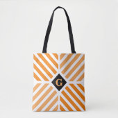 Modern Oranje Stripes Initiaal Tote Bag (Voorkant)