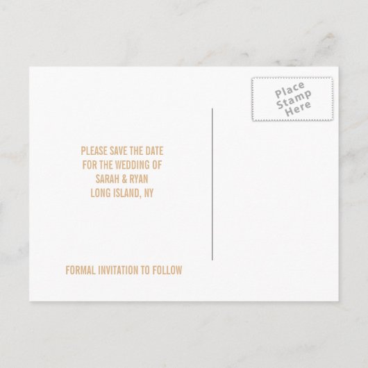 Modern Oranje Swirl Label Bewaar de datum fotokaar Aankondigingskaart (Achterkant)