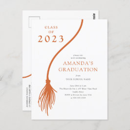 Modern Oranje Tassel Graduation Party Briefkaart