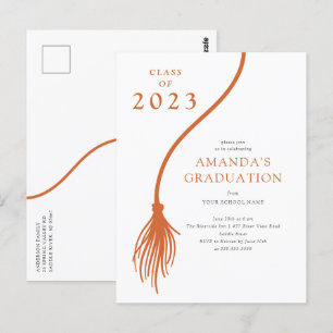 Modern Oranje Tassel Graduation Party Briefkaart