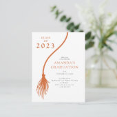 Modern Oranje Tassel Graduation Party Briefkaart (Staand voorkant)