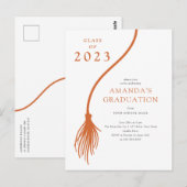Modern Oranje Tassel Graduation Party Briefkaart (Voorkant / Achterkant)