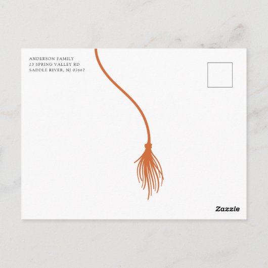 Modern Oranje Tassel Graduation Party Briefkaart (Achterkant)