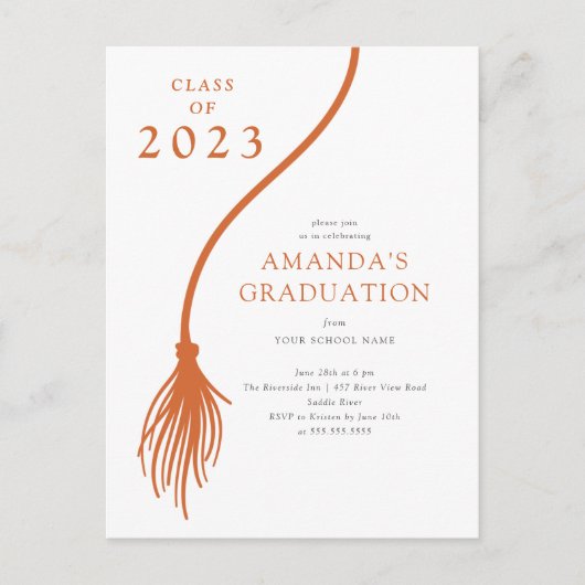 Modern Oranje Tassel Graduation Party Briefkaart (Voorkant)