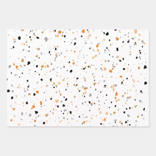 Modern Oranje Terrazzo Pattern Inpakpapier Vel (Voorkant 3)