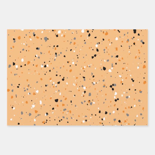 Modern Oranje Terrazzo Pattern Inpakpapier Vel (Voorkant 2)