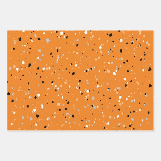 Modern Oranje Terrazzo Pattern Inpakpapier Vel (Voorkant)